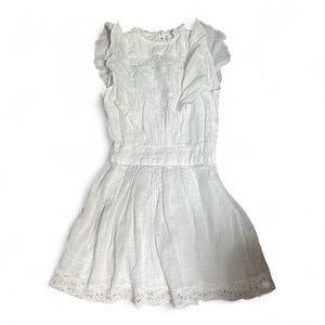 Frame Denim White Mini Dress with Eyelet Trim